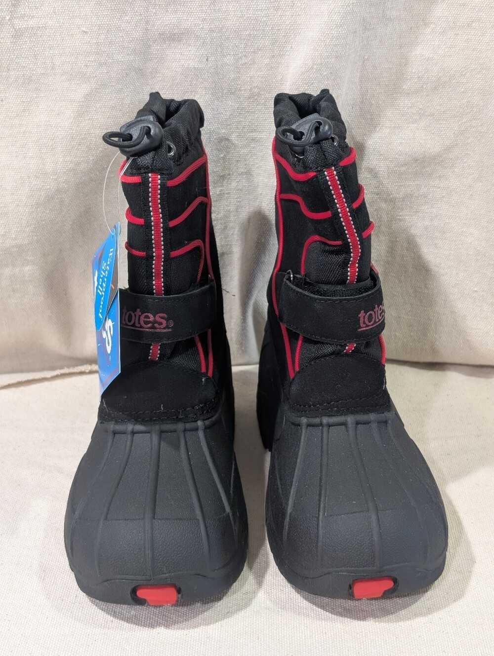 NWT Totes snow boots kids youth 2 black/ red waterproof insulated winter sports
